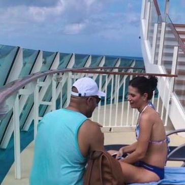 I had just hit my head on the ship's railing and was seeing stars 2 minutes prior to Chris getting on one knee to pop the question! I said yes with a minor concussion!