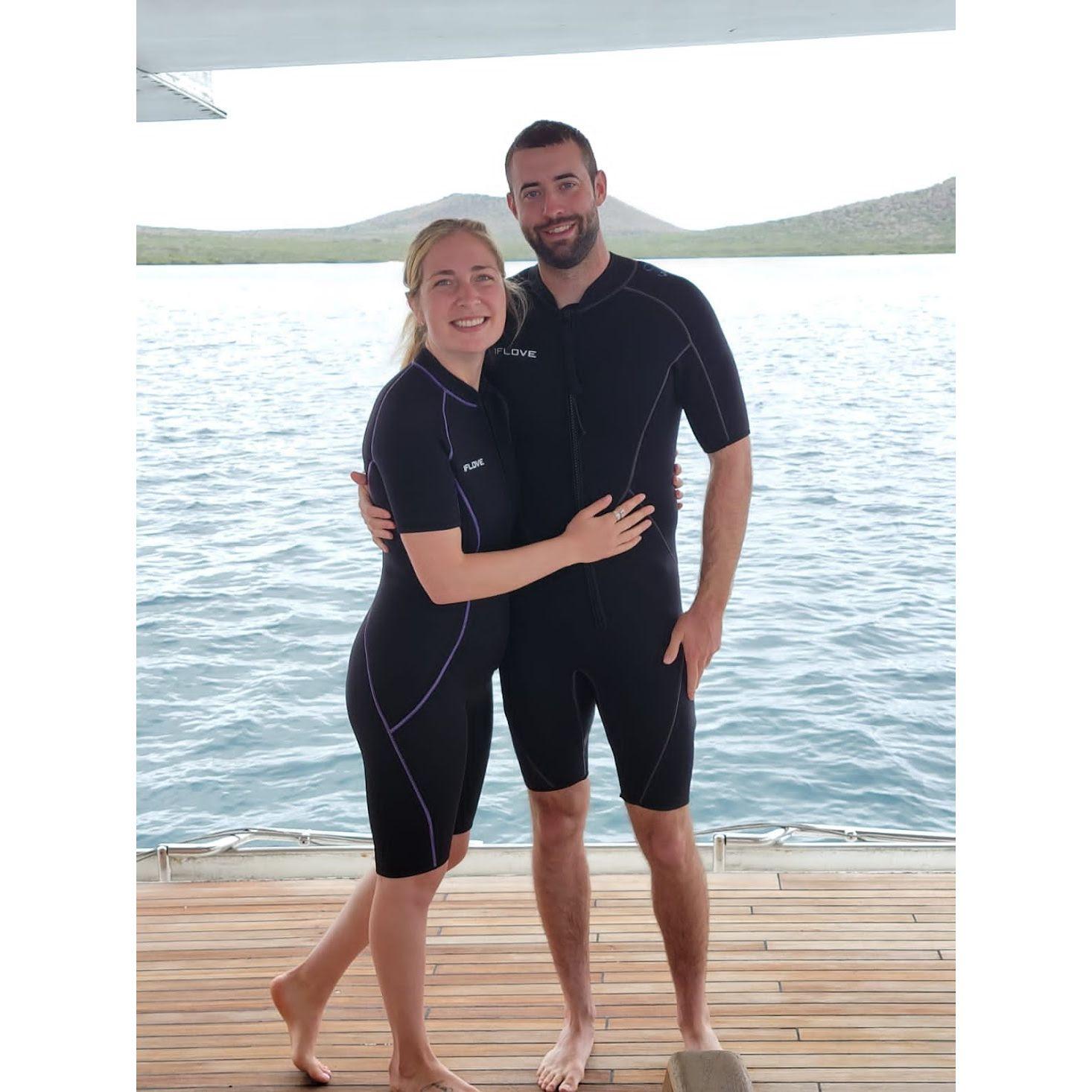 We lived in these wet suits during our time in the Galapagos. The snorkeling was incredible!