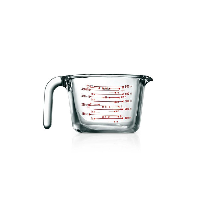 NutriChef High Borosilicate Glass Measuring Cup with Customized Decal Scale, 500 ml