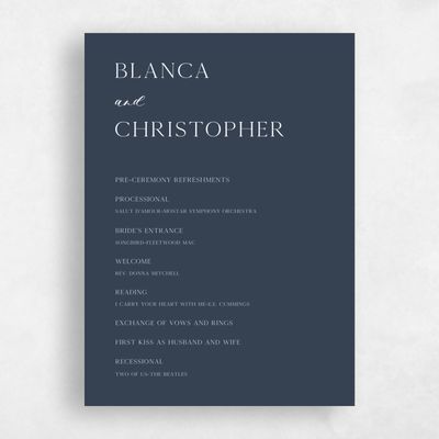 Grayed Navy, Blue Wedding Program - Gendron