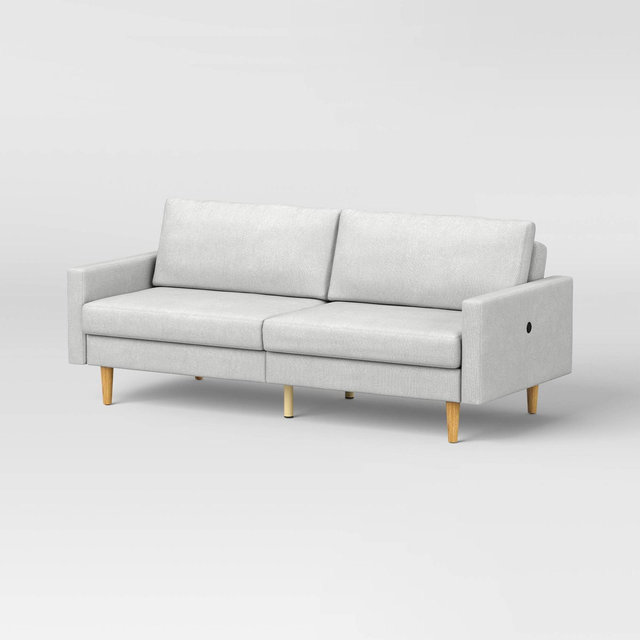 MidCentury Modern 78" Futon Sofa Light Gray - Room Essentials™