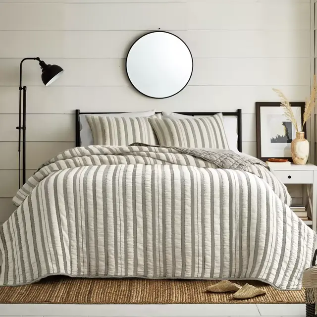 Bee & Willow™ Home 3-Piece Canton Stripe Full/Queen Quilt Set in Taupe