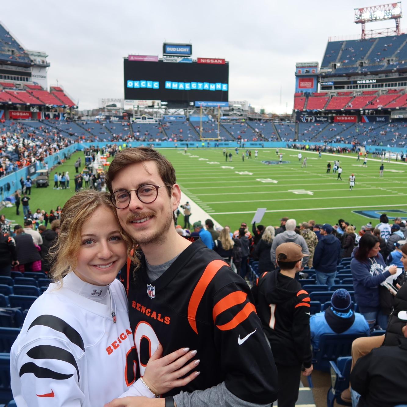 Megan's 1st NFL game watching Christopher's favorite team (The Bengals).