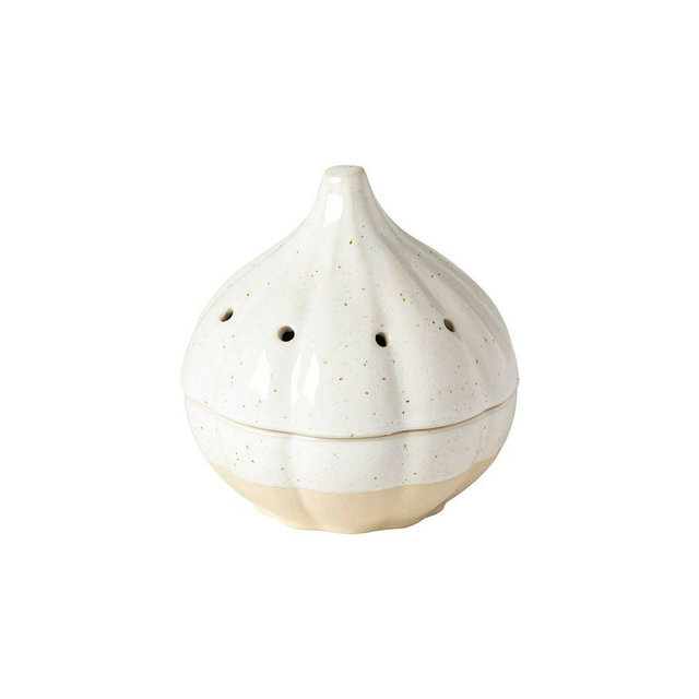 Fattoria Stoneware Garlic Canister - Stone