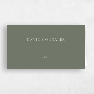 Dark Sage, Green Wedding Place Card - Barnell