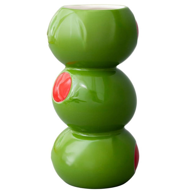 ban.do Decorative Ceramic Vase for Centerpiece, Tall Novelty Olive Vase for Home/Kitchen/Bar Cart (Olives)