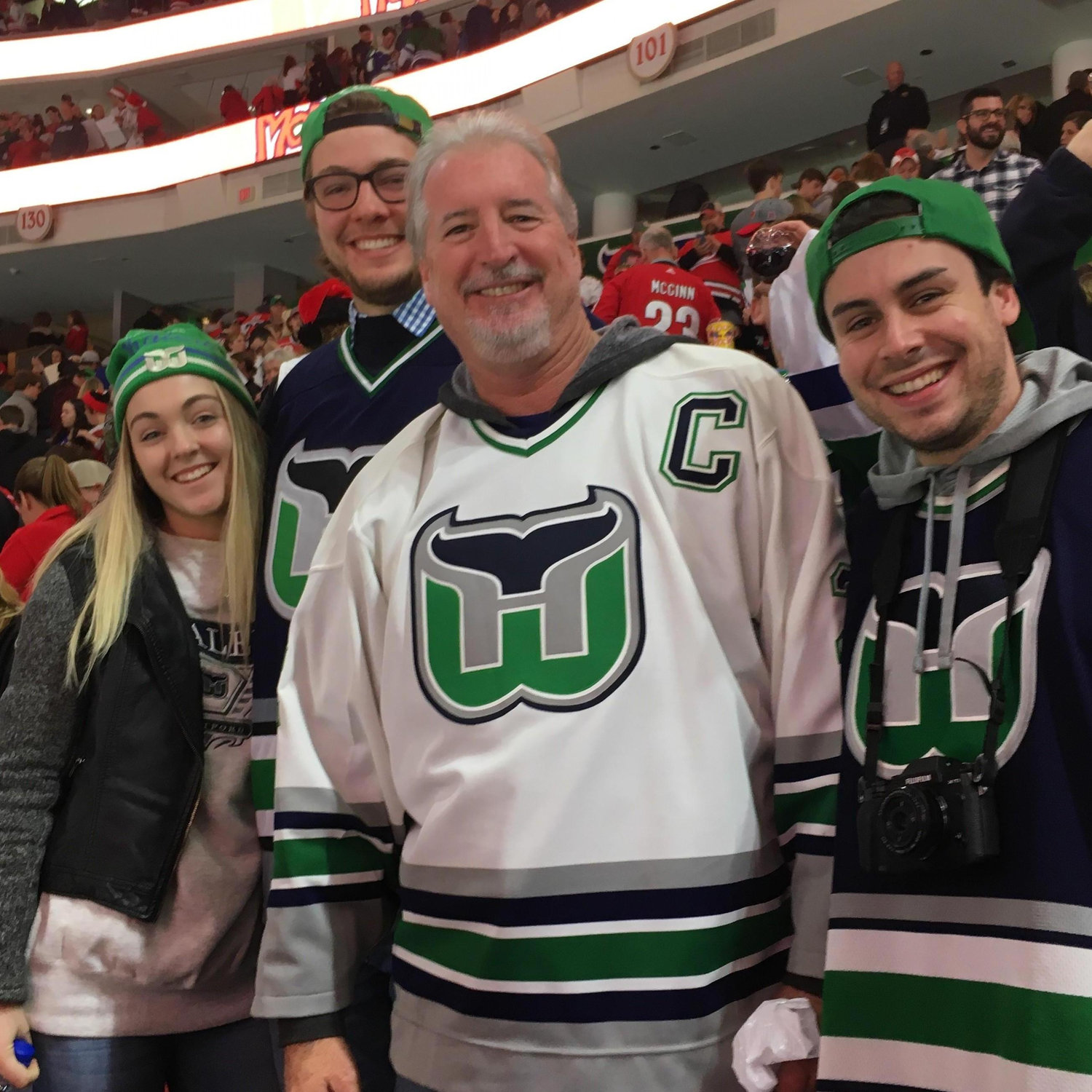 We all became Whalers. (Note the team was defunct before one of the people in this photo was born.)