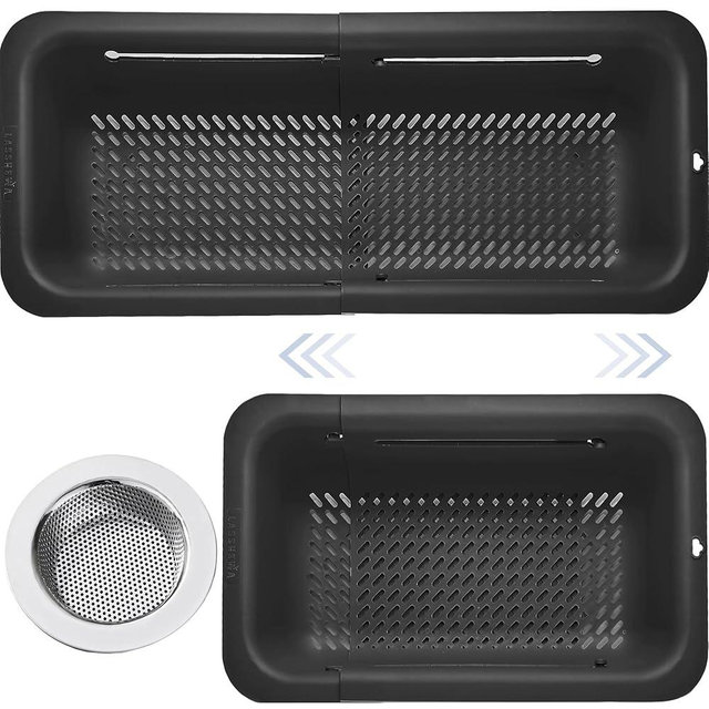 LASSHSWA Collapsible Colander and Strainer for Kitchen, Over the Sink Colander Strainer Basket for Kitchen, Fruit Pasta Food Strainer Plastic Colander with A Kitchen Sink Strainer Stainless Steel