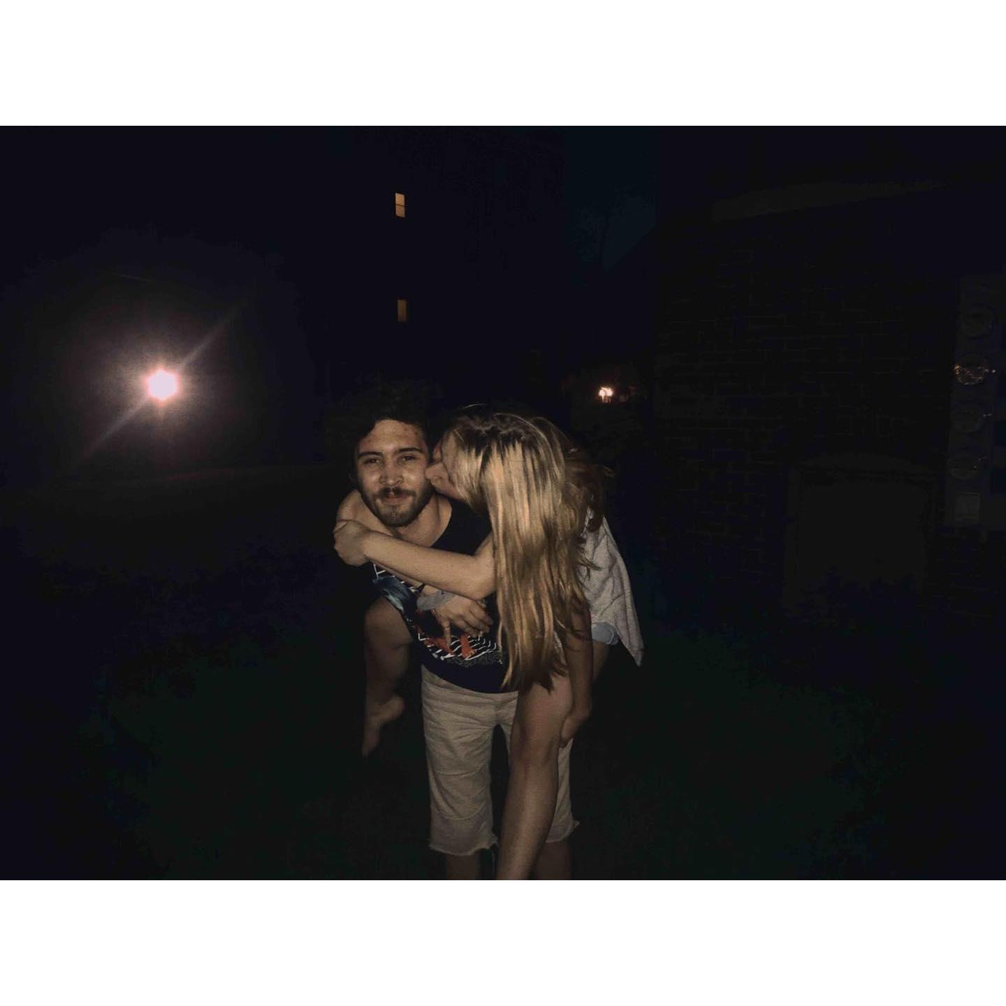 Our first Fourth of July in our new apartment. We went to go see the fireworks and then had a fire with our friends.