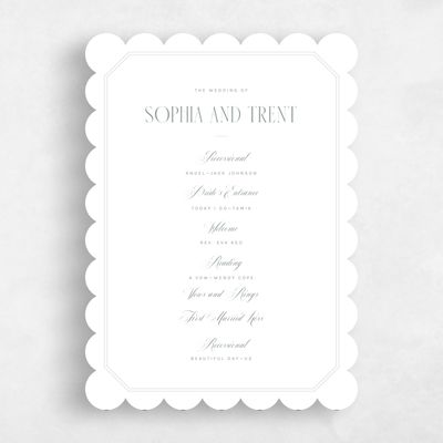 White Scalloped Wedding Program - Naida