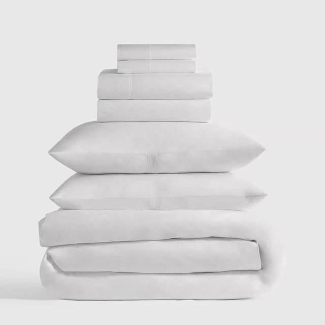 Classic Organic Percale Deluxe Bedding Bundle; White - King