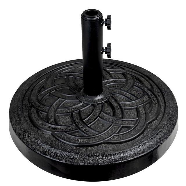 Sundale Outdoor Umbrella Base 48lbs with Stainless Steel Umbrella Tube, Heavy Duty Square Resin Umbrella Stand, Black