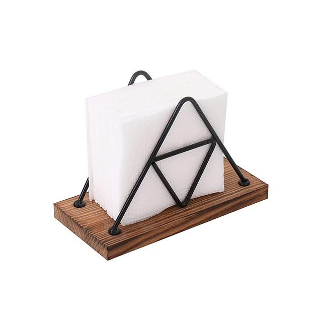 SIGNET SOLUTIONS Wooden Napkin Holder for Kitchen Table, Ideal Dinner Napkin Holder for Dinner Napkins, Paper Napkins - Burnt Wood Texture