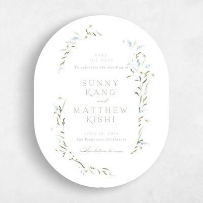 White Oval Wedding Save the Date - Pero Portrait