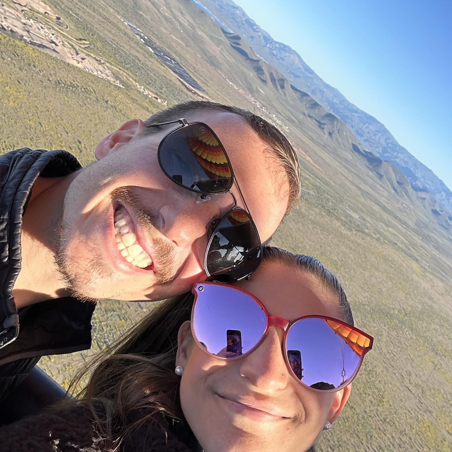 Our first anniversary in a hot air balloon.