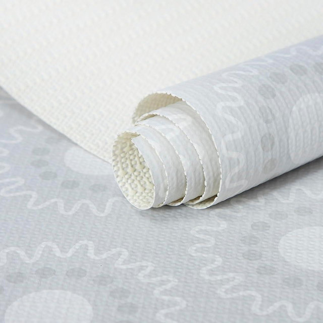 12X120 Inch Shelf Liner for Kitchen Cabinets, PVC Drawer Liner for Dresser Non-Slip Bathroom, Non-Adhesive Cabinet Liner Washable (White Circle)(1 Roll)