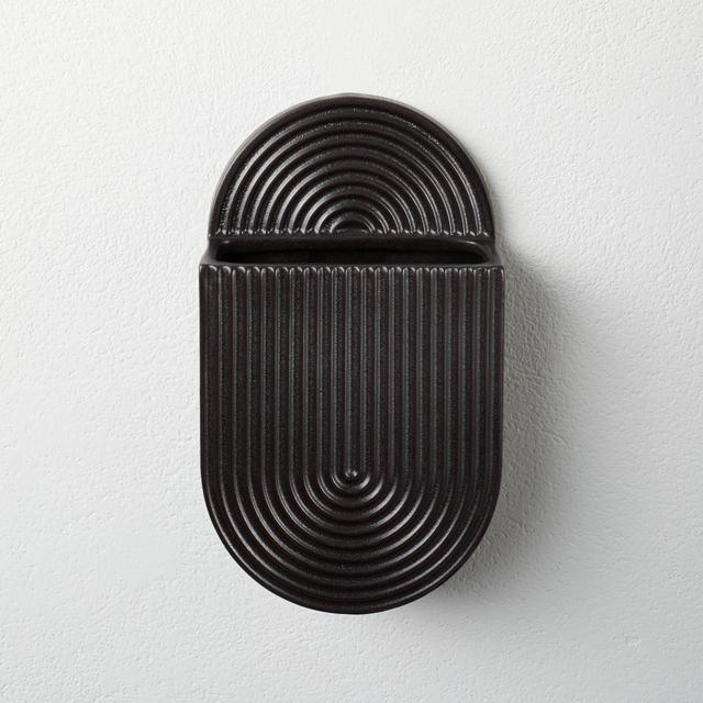 10.23" x 2.6" Wall Mounted Stoneware Planter Black - Hilton Carter for Target