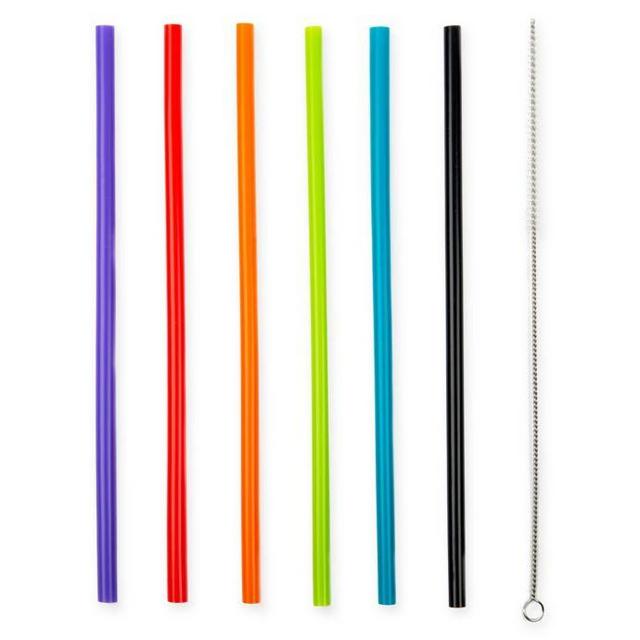 Manna™ 7-Piece Multicolor Silicone Straws and Straw Brush Set