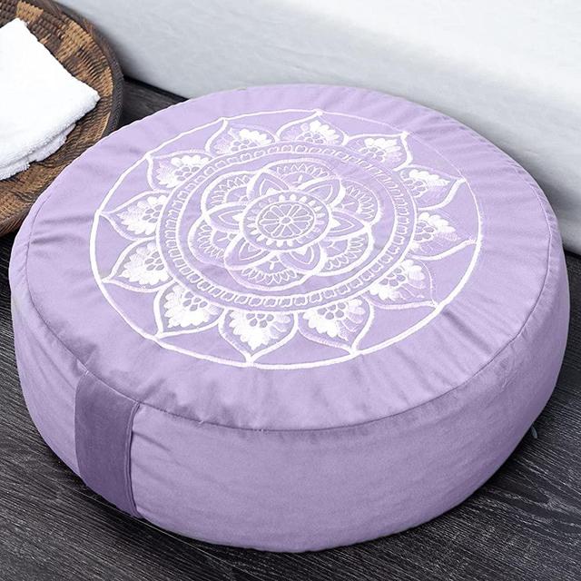 Florensi Meditation Cushion (16"x16"x5"), Large Velvet Meditation Pillow, Premium Yoga Pillow for Women and Men, Yoga Cushion, Buckwheat Meditation Cushions (Purple)