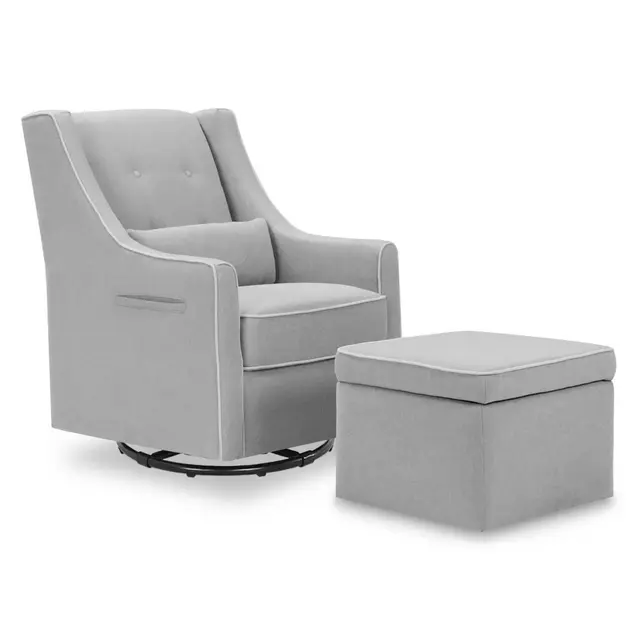 Davinci Owen Glider and Storage Ottoman in Grey/Cream