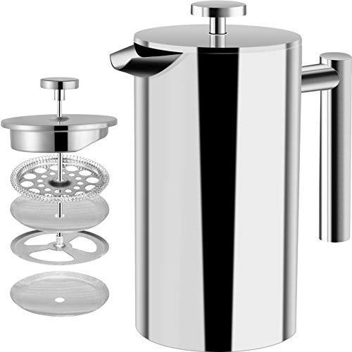 French Press Cafetiere - 950 ml (32oz) - Double Wall Coffee Plunger - Coffee & Tea Maker - Stainless Steel - by Utopia Kitchen