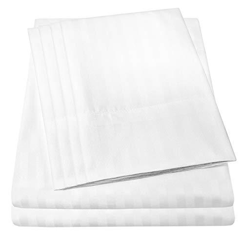 Sweet Home Collection Quality Deep Pocket Bed Sheet Set - 2 EXTRA PILLOW CASES, VALUE, Queen, Dobby White, 6 Piece