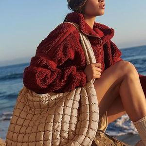 💕Bridal Shower💕 Large Khaki Womens' Lightweight Quilted Carryall GYM Tote Bag Puffer Crossbody Bag Soft Puffy Boho Handbags Big Capacity Purse