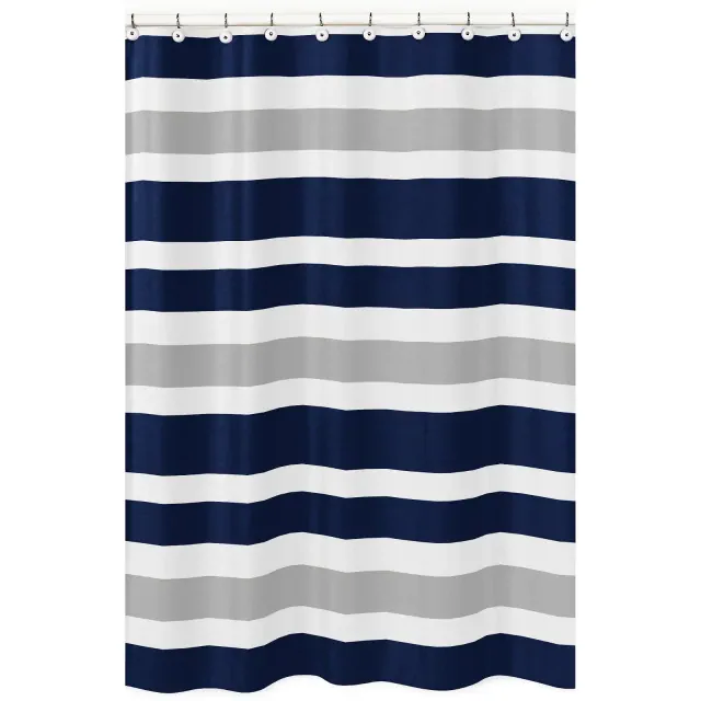 Sweet Jojo Designs Shower Curtain 72in.x72in. Stripe Blue Grey