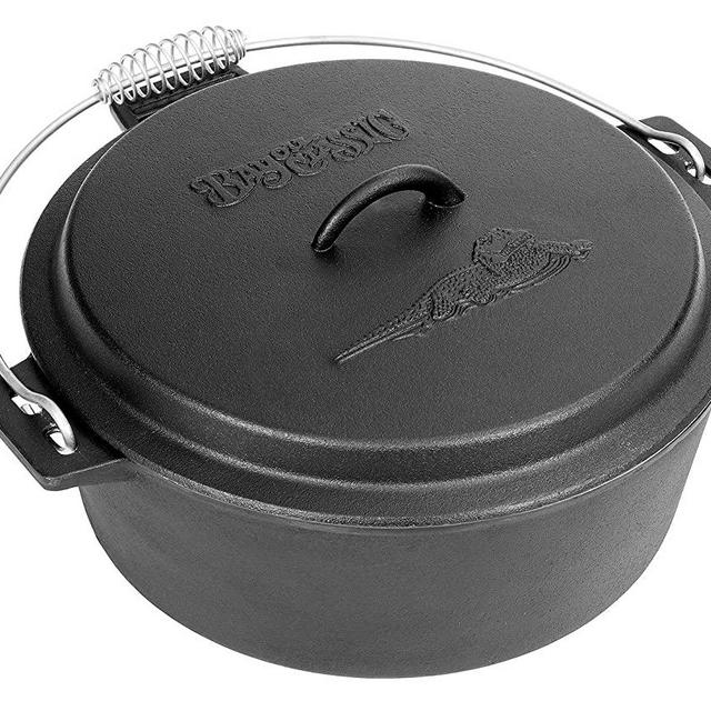 Bayou Classic 7410 Cast Iron Chicken Fryer with Dutch Oven Lid, 10 Quart, Black