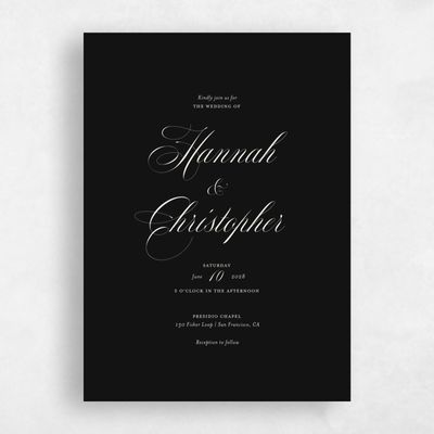 Black Wedding Invitation - Jade Portrait