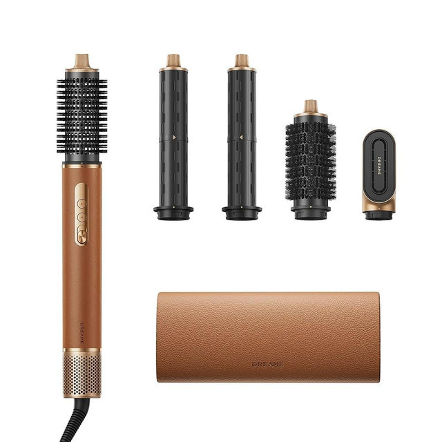 DREAME AirStyle Suite Pro Hair Styler & High-Speed Dryer, 110,000 RPM Motor, 3 Essential Snap-On Attachments for Curling, Volumizing & Fast Dry, Frizz Control, Cool Shot, Luxury Leather Travel Bag
