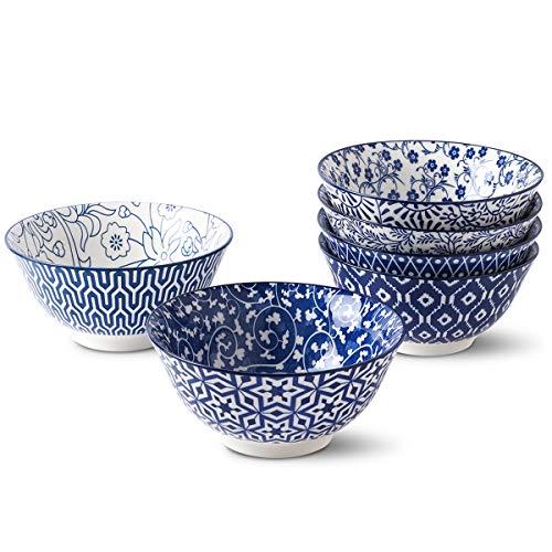 Selamica Porcelain Bowls Set - Set of 6, ceramic bowls for Cereal, Soup, Salad and Pasta, Christmas Gift Pack