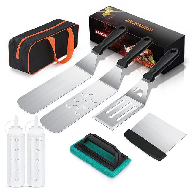 Blackstone Griddle Accessories Kit, 8pcs Flat Top Grill Accessories Set for Blackstone and Camp Chef, Spatula, Griddle Cleaning Kit & Carry Bag for Great for Outdoor BBQ & Teppanyaki and Camping