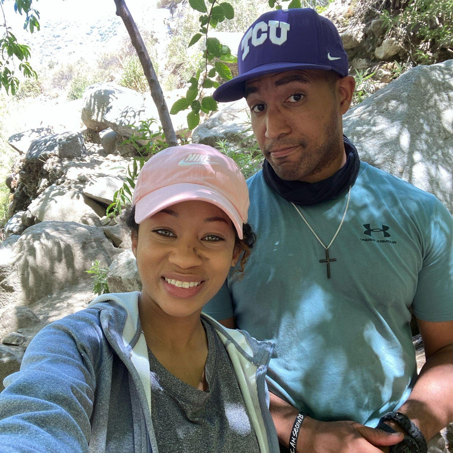 We did some SERIOUS hiking this day & literally scaled down a small cliff by rope to get to a waterfall. #smilingbecausewesurvived