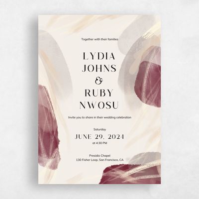 Merlot, Red Wedding Invitation - Staton Portrait