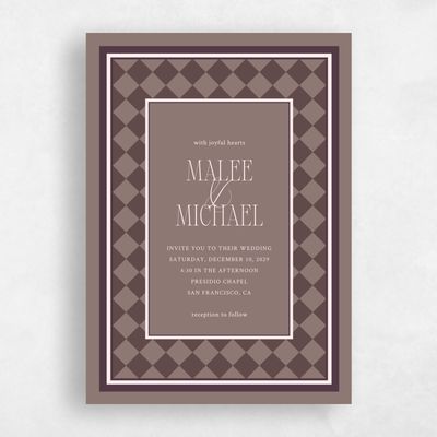 Chocolate, Brown Wedding Invitation - Luca Portrait