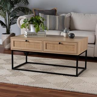 Amelia Natural Rattan 2-Drawer Coffee Table