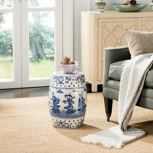 SAFAVIEH Indalecia Ocean Jewel Chinoiserie Blue Ceramic Decorative Garden Stool - Overstock - 40536014