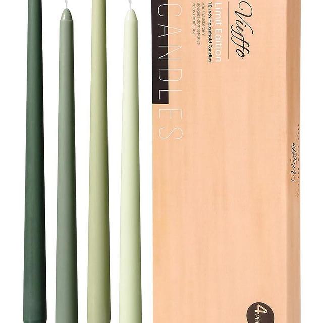 Viyffo 12 Inch Green Taper Candles Set of 4 Unscented Smokeless Long Tall Tapered Candle for Candlesticks Sticks Wedding Advent Home Decor Dinner Christmas