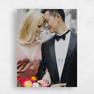 Teal Blue Wedding Thank You - Leora Photo