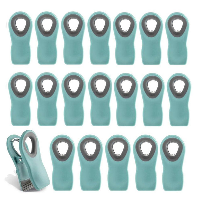 COOK WITH COLOR Bag Clips with Magnet- Food Clips, Chip Clips, Bag Clips for Food Storage with Airtight Seal Grip for Bread Bags, Snack Bags and Food Bags (Teal, Pack of 20)