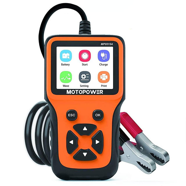 MOTOPOWER MP0515A 12V Car Battery Tester Automotive 100-2000 CCA Battery Load Tester Auto Cranking and Charging System Test Scan Tool Digital Battery Alternator Analyzer