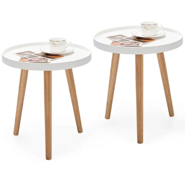 Costway Set of 2 Round Side Table Sofa Coffee End Accent Table Nightstand Home