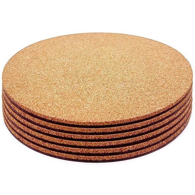 KITLAB Cork Plant Coasters, Double Layers 6 Inch Cork Planter Coaster, Absorbent Cork Plant Mats, Cork Plant Coasters for House Plants, 6 Pcs