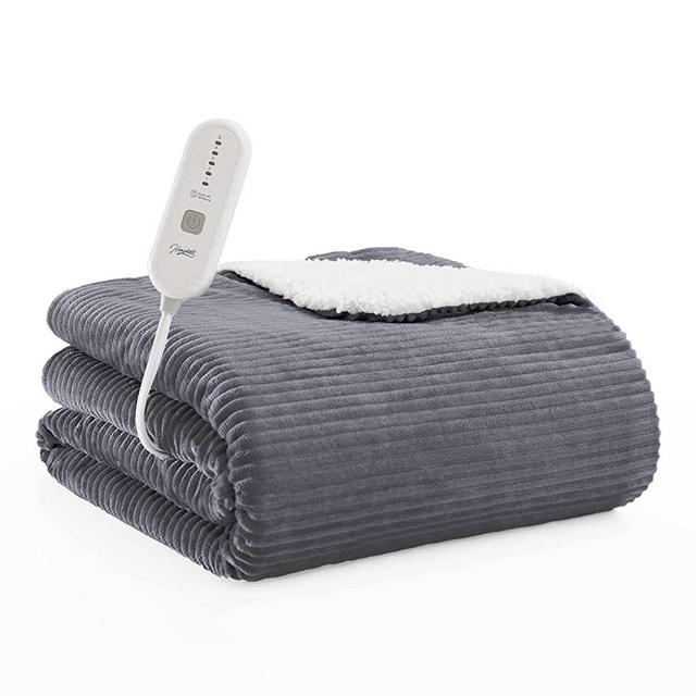 HomeMate Heated Blanket Electric Throw - 50"x60" Heating Blanket Throw 4 Hours Auto-Off 5 Heat Levels Heat Blanket Over-Heat Protection Soft Flannel Sherpa Heater Blanket Electric ETL Certification