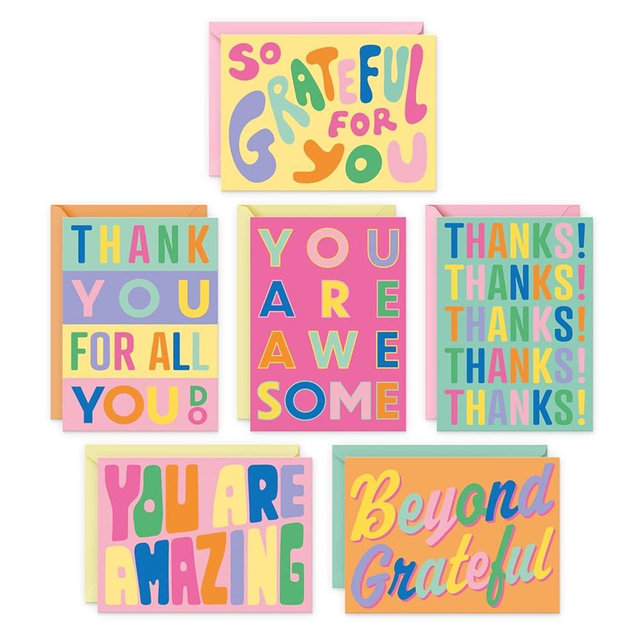 Sweetzer & Orange S&O Fun Thank You Cards with Envelopes, Set of 24 Assorted Gratitude Note Cards in Pop Colors, Decorative Thank You Notes to Mix & Match for Expressing Appreciation