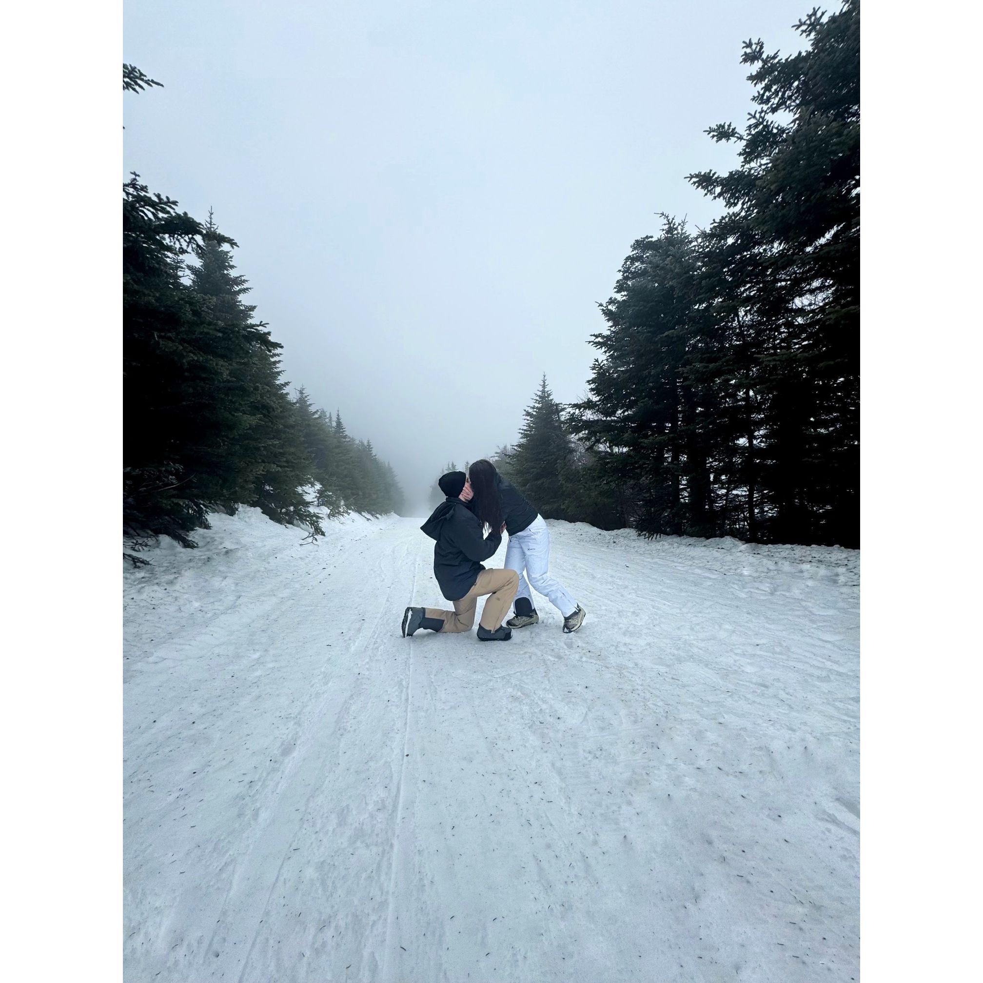 Our engagement in Smugglers Notch, Vermont on March 28, 2024.