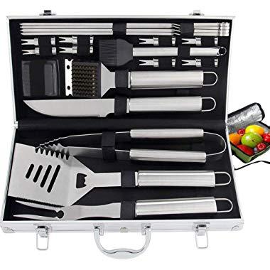 ROMANTICIST 21pc Complete Grill Accessories Kit with Cooler Bag - The Very Best Grill Gift for Everyone on Christmas - Professional BBQ Accessories Set with Case for Outdoor Camping Grilling Smoking