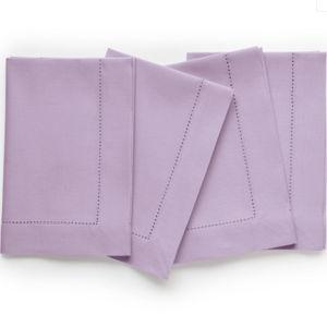 Cotton Linen Hemstitch Napkins - Lavender Ice Color