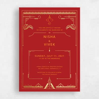 Red Wedding Invitation - Sona Stamp Foil